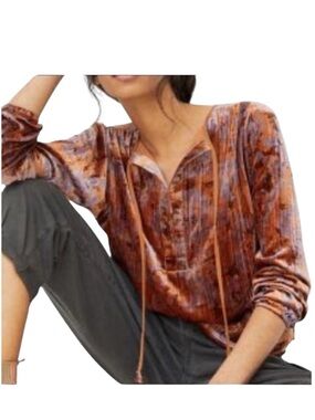 Anthropologie Faustine Velvet Peasant Blouse